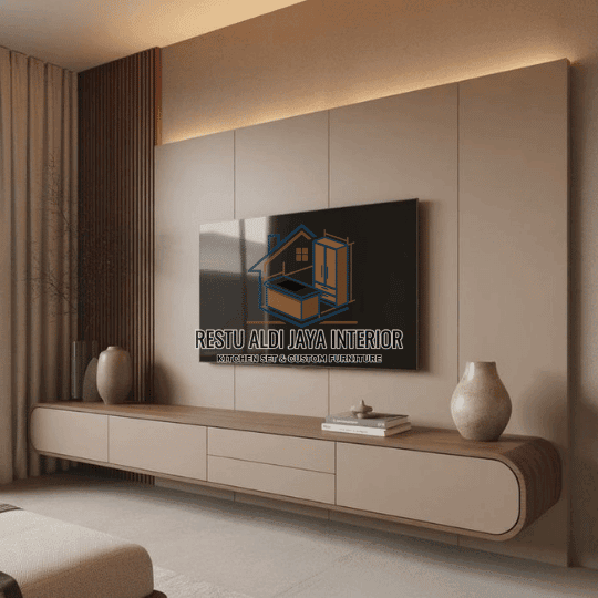 Custom Backdrop Tv Ciputat Tangerang HPL Mewah Profesional