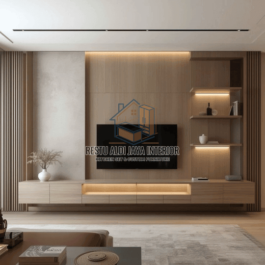 Custom Backdrop TV Apartemen Mewah Tangan Pertama