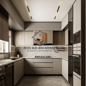 jasa kitchen set Serang Banten minimalis letter l dapur sempit gratis desain