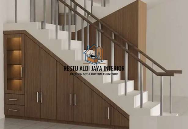 Lemari bawah tangga Custom HPL Tahan Lembab Estetik di Bekasi